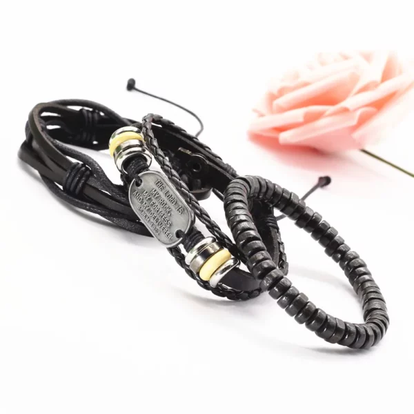 WESTBULL 3 pièces/ensemble Bracelets en cuir multicouche pour hommes croix charme Homme Bracelets cadeau bijoux – Image 31