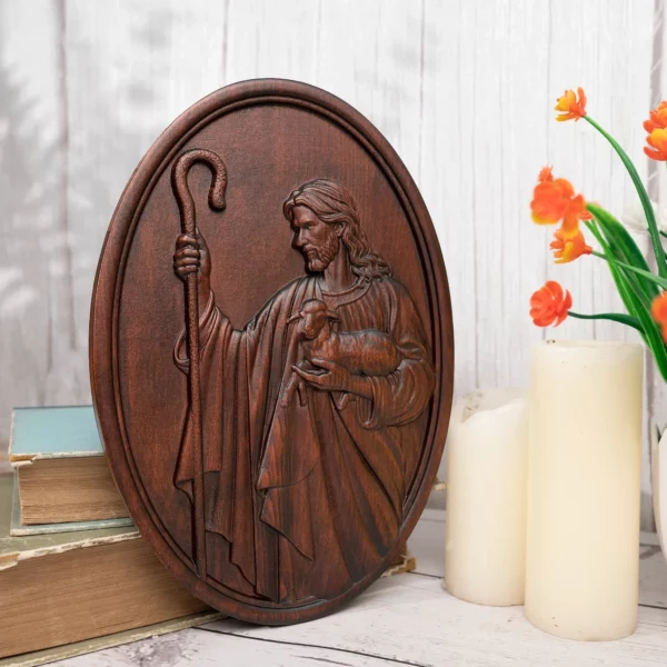 Décoration murale religieuse de berger de jésus, figurine catholique d'icône du Christ – Image 11