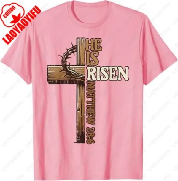 Croix de pâques il est ressuscité jésus chrétien hommes T-Shirt croix chrétienne Bible John 3:16 réflexion 0L3Q48 disant unisexe coton T-Shirt – Image 7