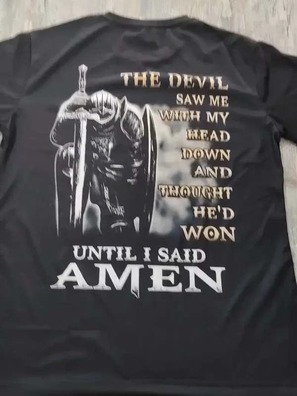 T-shirt imprimé lettre graphique Knight pour homme, T-shirt confortable, col rond légèrement extensible, manches courtes, été – Image 2