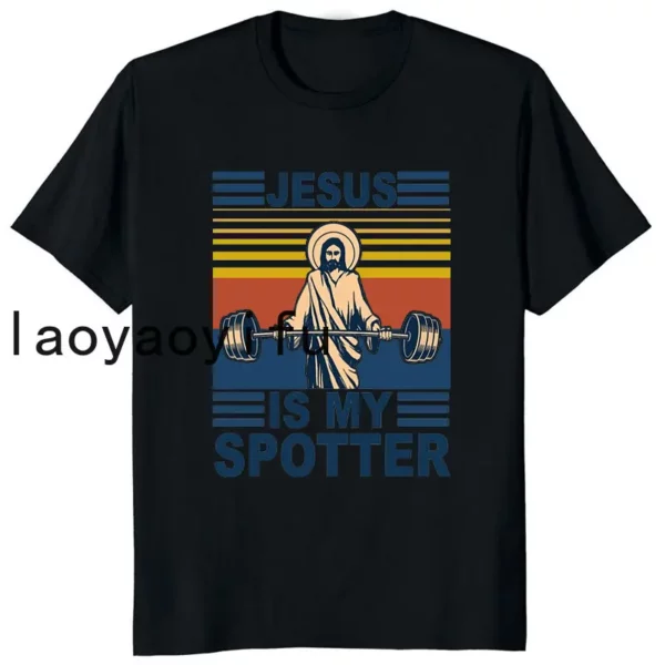 Rétro Vintage jésus Christ gymnase t-shirts hommes pur foi chrétienne t-shirt haut à manches courtes drôle imprimé graphique t-shirt cadeau – Image 12
