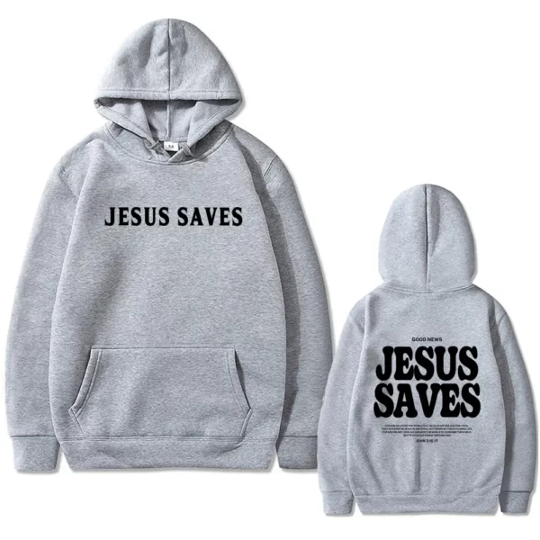 Sweat à capuche imprimé verset de la Bible pour hommes, pull chrétien, bonne nouvelle, Jésus sauve pour Dieu si aimé, streetwear masculin, sourire décontracté, mode – Image 4