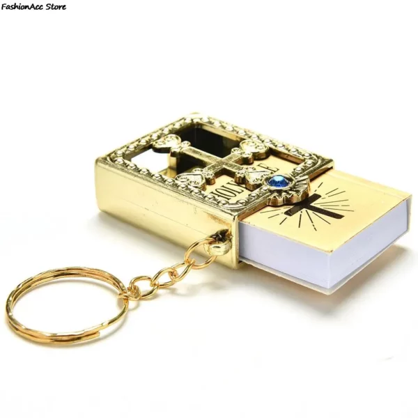 Mini porte-clés de la saint Bible, 1 pièce, papier Miniature religieux anglais, spirituel, chrétien, couverture de jésus, cadeau – Image 2