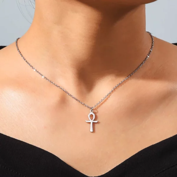 Lucktune Ankh croix amulette égyptienne collier en acier inoxydable clé de la vie symbole Crucifix pendentif collier femmes Religion bijoux – Image 25