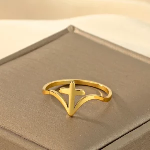 Bagues croisées en acier inoxydable pour hommes et femmes, bijoux d'amulettes religieuses chrétiennes, bague de mariage, promesse de fiançailles, document en or et en argent