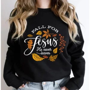 Pull unisexe Love Jesus Never Leave, chemise de Jésus vintage, sweat-shirt chrétien esthétique, t-shirt verset biblique, sweat-shirt d'automne