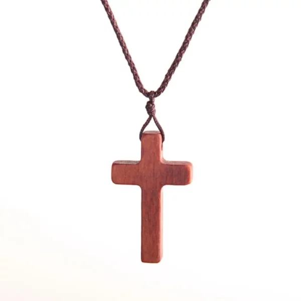 Collier religieux en bois d'ébène naturel, pendentif en bois de santal, croix en bois noir et brun, nouveau Design, cadeau – Image 17