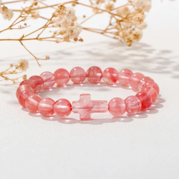 Croix opale pierre perles Bracelets pour Femme hommes prière Protection âme énergie guérison Quart Bracelet Yoga bijoux Homme Pulsera – Image 25