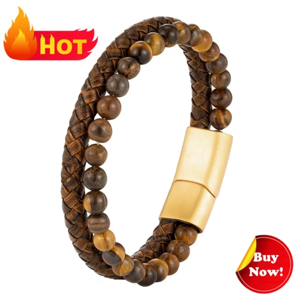 Bijoux croix Vintage en acier inoxydable, Crucifix tissé, Bracelet en cuir véritable, cadeau chrétien pour hommes – Image 20
