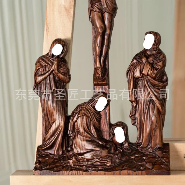 Ornements de scène de Jésus catholique ANE ifixion, Jésus était ANE, décorations chrétiennes pour la maison, autel, église, statues religieuses – Image 4