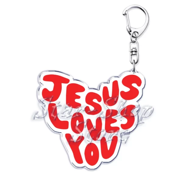 Jésus vous aime lettre porte-clés dieu chrétien Bible citation porte-clés pour accessoires sac pendentif porte-clés bijoux Fans amant cadeau – Image 11