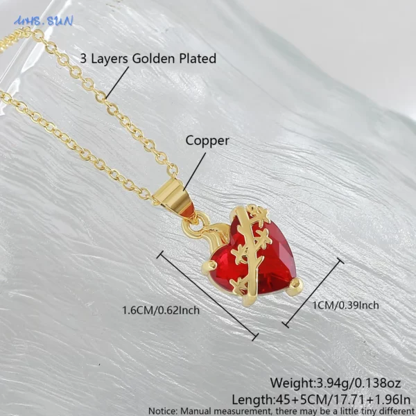 MHS.SUN plaqué or sacré coeur de jésus croix collier rouge Zircon religieux catholique pendentif colliers pour femmes filles bijoux – Image 16