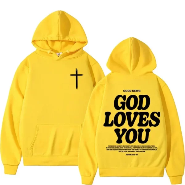 Sweat à capuche Harajuku pour hommes et femmes, esthétique, église chrétienne de jésus, verset de la Bible, dieu vous aime, Vintage, Streetwear Y2K – Image 4