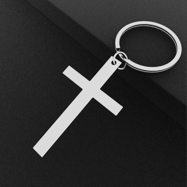Porte-clés croix réfléchissant en acier inoxydable, porte-clés religieux, porte-clés en métal Durable, accessoires de foi – Image 2