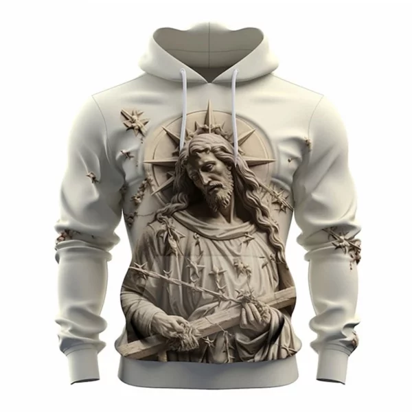 Automne Vintage jésus croix impression 3D sweats à capuche hommes femmes mode pulls décontractés sweat à capuche surdimensionné pulls survêtement vêtements – Image 3
