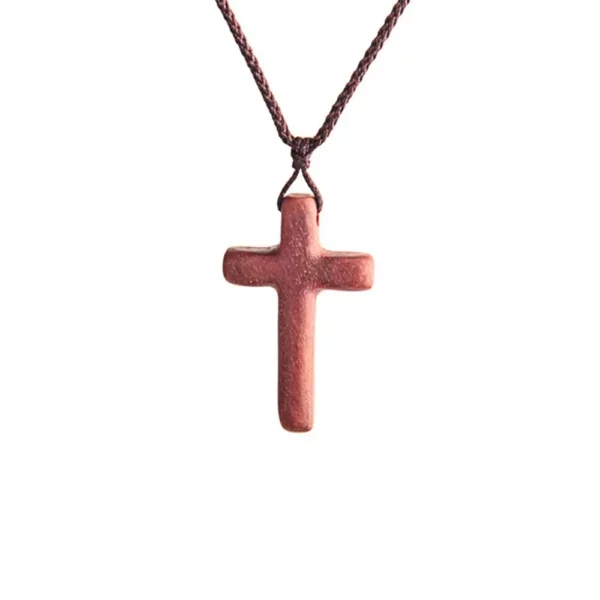 Collier religieux en bois d'ébène naturel, pendentif en bois de santal, croix en bois noir et brun, nouveau Design, cadeau – Image 15