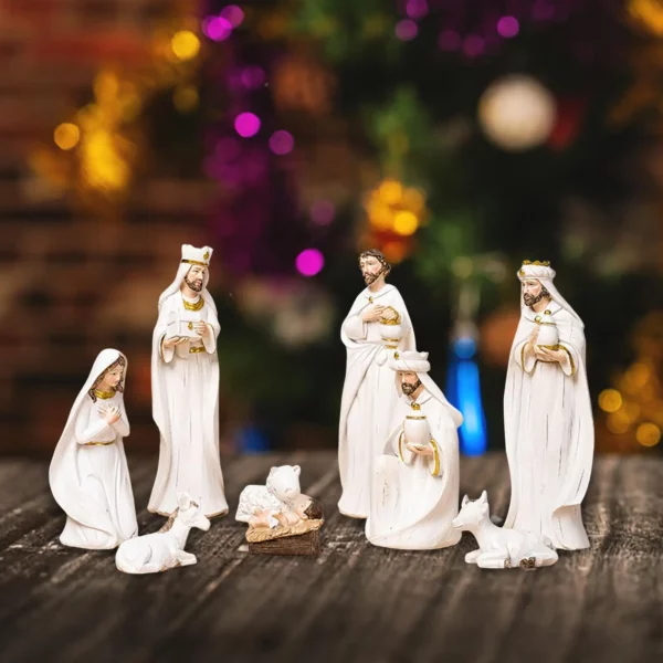 Ornements de Noël de la naissance de Jésus, scène de la Nativité l'inventaire, affichage décoratif en résine, statue de beurre, cadeau de décoration de bureau et de maison – Image 2