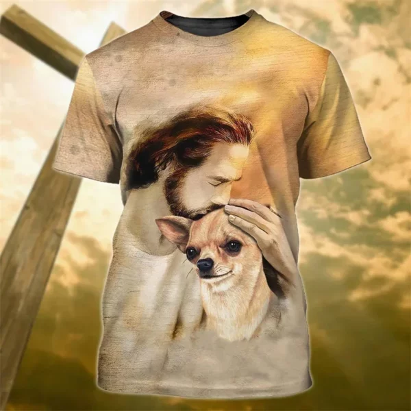T-shirt unisexe à manches courtes pour hommes, impression 3D de Dieu Jésus, impression du christianisme, t-shirt graphique de croyance, mode enfant, Harajuyku, été, nouveau – Image 5