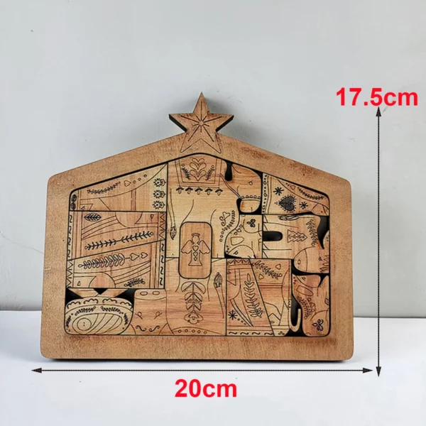 Puzzle de Jésus en bois pour la décoration de la maison, jeu de puzzle de Noël, conception unique brûlée, bureau drôle, FigAuckland, Nativité – Image 23