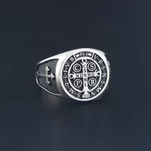 Croix de Saint Benoît Catholique Cardiaque Isman Anneau pour Hommes