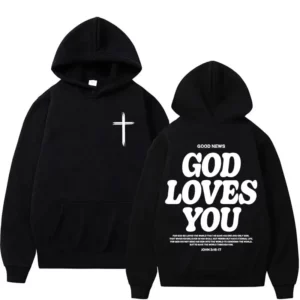Sweat à capuche Harajuku pour hommes et femmes, esthétique, église chrétienne de jésus, verset de la Bible, dieu vous aime, Vintage, Streetwear Y2K