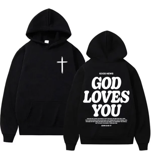 Sweat à capuche Harajuku pour hommes et femmes, esthétique, église chrétienne de jésus, verset de la Bible, dieu vous aime, Vintage, Streetwear Y2K