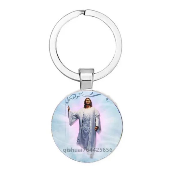Hot! Porte-clés fille du cœur sacré de jésus, bijoux de marque de luxe, Cabochon en verre, ailes d'ange, vente en gros – Image 15