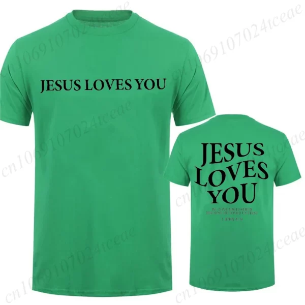 Jésus vous aime lettre imprimer hommes femmes T-Shirts été respirant doux T-Shirts rue mode à manches courtes décontracté Sport vêtements – Image 9