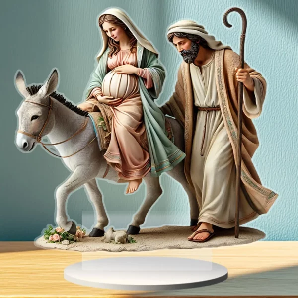 Statue de la Nativité de Jésus traditionnelle, léger, multifonctionnel, JO plat, acrylique, ornement pour cadeaux, amis, bureau, famille, brittop – Image 4