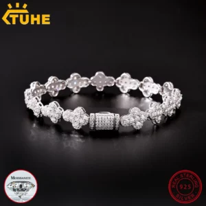 TUHE unisexe croix Bracelet 925 largeur chaîne femmes Bracelet Moissanite pour hommes Hip Hop bijoux cadeau