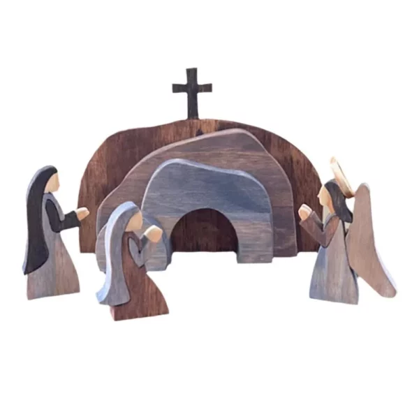 Décoration de scène de pâques de tombe vide en bois, facile à installer, croix Portable, Statue de tombe vide, décor de jésus de pâques réutilisable – Image 7