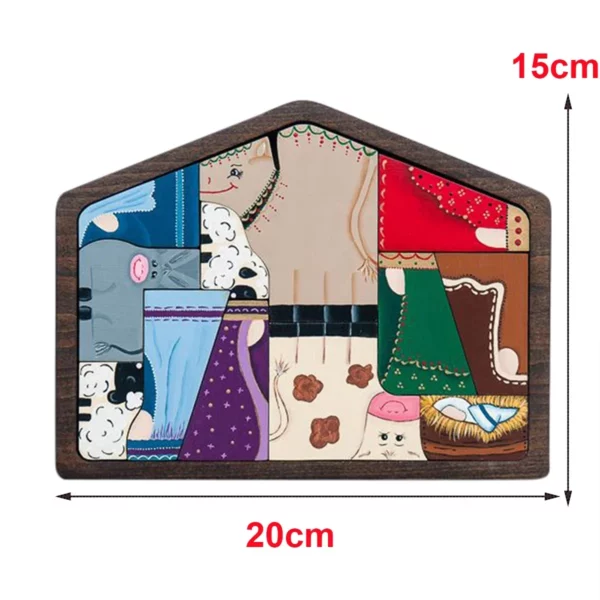Puzzle de Jésus en bois pour la décoration de la maison, jeu de puzzle de Noël, conception unique brûlée, bureau drôle, FigAuckland, Nativité – Image 13