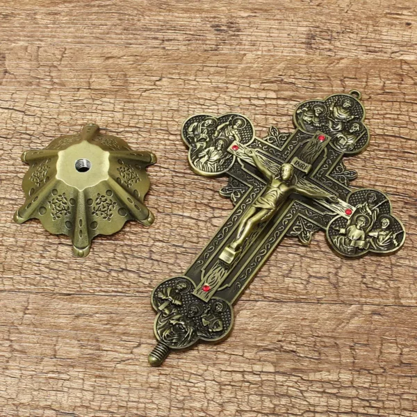 Figurines de reliques d'église, Crucifix de jésus-Christ sur le support, Crucifix croisé, décoration de chapelle de maison – Image 17