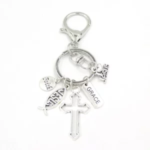 Nouveauté jésus porte-clés grâce croix foi porte-clés porte-clés sac pendentif accessoire bijoux cadeaux de noël femmes hommes