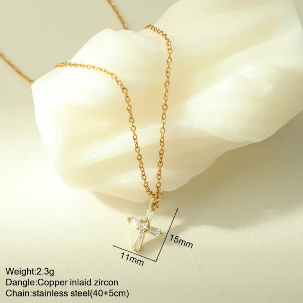 Croix Collier Pour Les Femmes Bohème Jésus Vierge Marie Choker Boho Zircon Colliers En Acier Inoxydable Longue Chaîne Nouveau Dans le cou Bijoux – Image 8