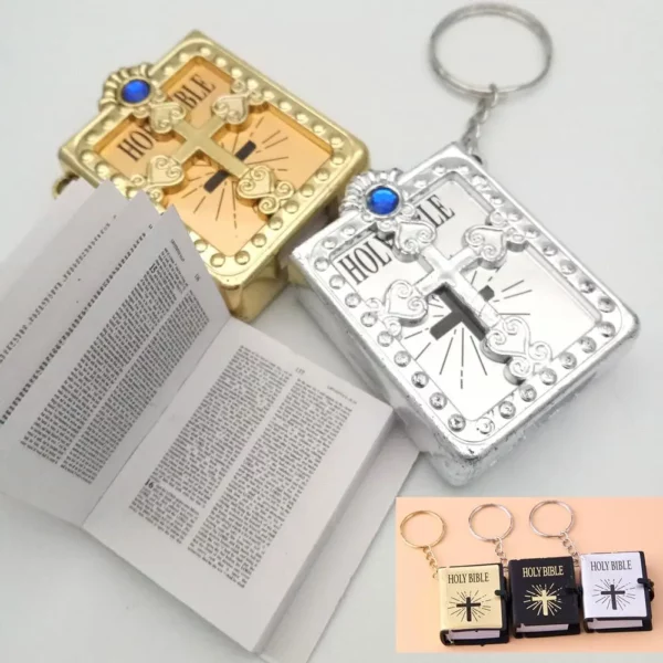 Mini porte-clés de salle de bain LY BIBLE pour femme, croix de Jésus chrétien, porte-clés musulman, breloque pour sac, prière, bénédiction de Dieu, accessoires de porte-clés, anglais – Image 3