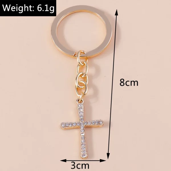Porte-clés croix en cristal chic, porte-clés religieux de Jésus, porte-clés de voiture, pendentif de sac à main, accessoires de bijoux à bricoler soi-même – Image 27
