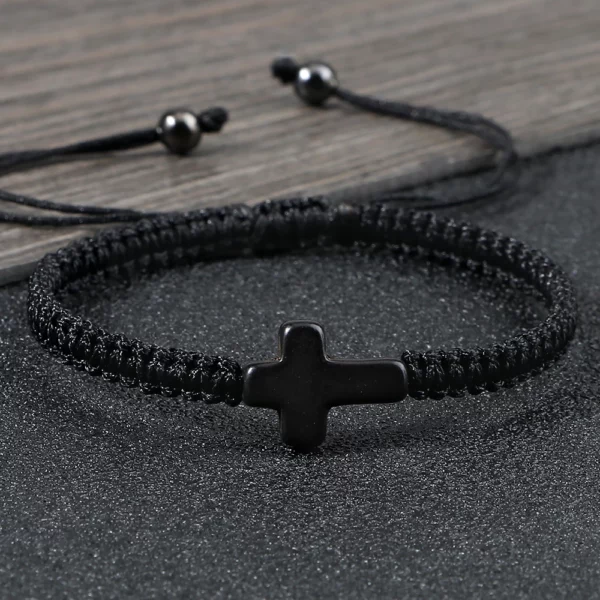 Bracelet croix de jésus tissé à la main pour hommes et femmes, fil rouge noir tressé, porte-bonheur, à la mode, pour Couple, bijoux d'amitié – Image 16