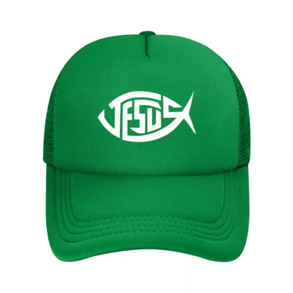 Casquette de Baseball en Maille avec Emblème de Jésus Poisson, Casquette de Camionneur Hip Hop, Ichthile Ichthus, Casquette de Course Réglable – Image 10