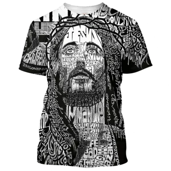 T-shirts pour hommes jésus amour tous les chrétiens 3D imprimé été jesu graphique T-shirt femmes à manches courtes décontracté hauts Y2k hommes vêtements – Image 8
