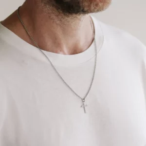Collier croix de Jésus classique en acier inoxydable pour homme, sourire chrétien, naturel, cadeau de bijoux, 2024
