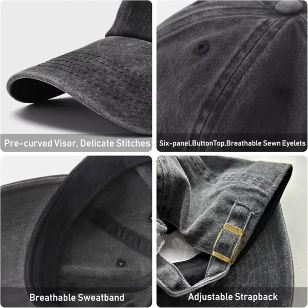 Casquette de baseball brodée Walk with Jesus, chapeau chrétien vintage réglable en coton lavé pour hommes et femmes, noir – Image 3