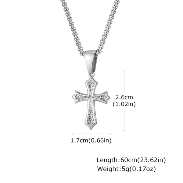 Collier pendentif croix pour hommes et femmes, colliers en acier inoxydable, colliers chics, cadeaux de bijoux classiques chrétiens, 50 cm, 55 cm, 60cm – Image 9