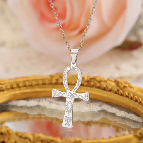 Lucktune Ankh croix amulette égyptienne collier en acier inoxydable clé de la vie symbole Crucifix pendentif collier femmes Religion bijoux – Image 42