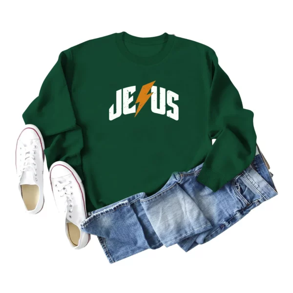Sweat-shirt à manches longues et col ras du cou pour femme, ample, imprimé jésus, décontracté, confortable, Streetwear, automne-hiver – Image 13