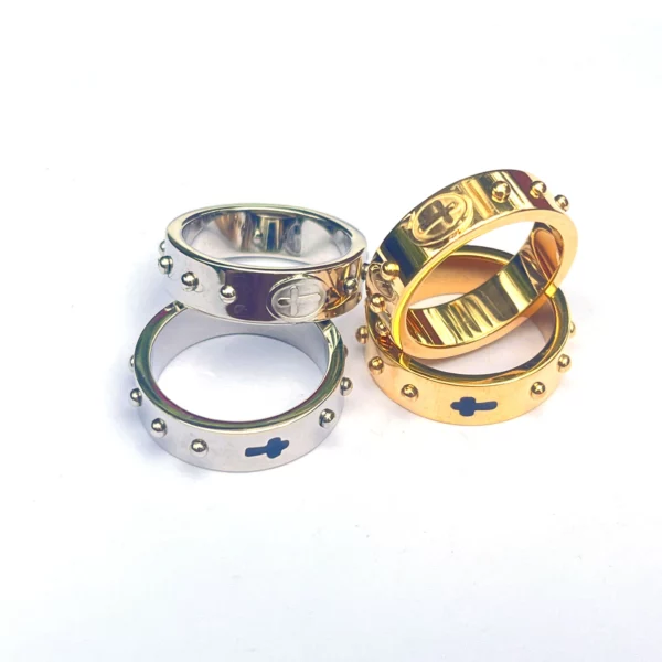 Chapelet de croix gravé en acier inoxydable, anneau de prière, de mariage sur le côté, de foi religieuse, anneau d'éternité – Image 4