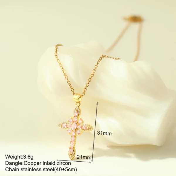 Nouveau en été couleur or bijoux pour Boho Croix et Vierge Marie Collier Pour Femmes En Acier Inoxydable Longue Chaîne Jésus Choker – Image 12