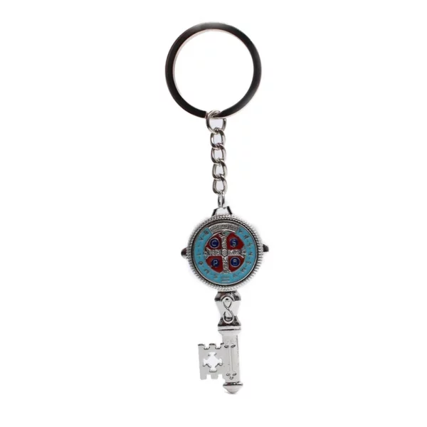 Porte-clés Vintage en émail Saint benoît, longs bijoux religieux catholiques pour hommes et femmes – Image 5