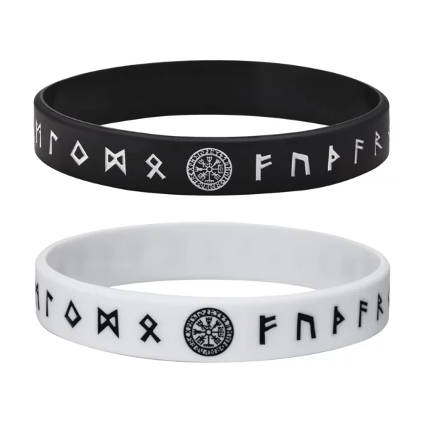Vnox – Bracelet en Silicone pour hommes, 12mm, Bracelet en caoutchouc souple, boussole Viking nordique Rune Almut, ensemble de bracelets – Image 15