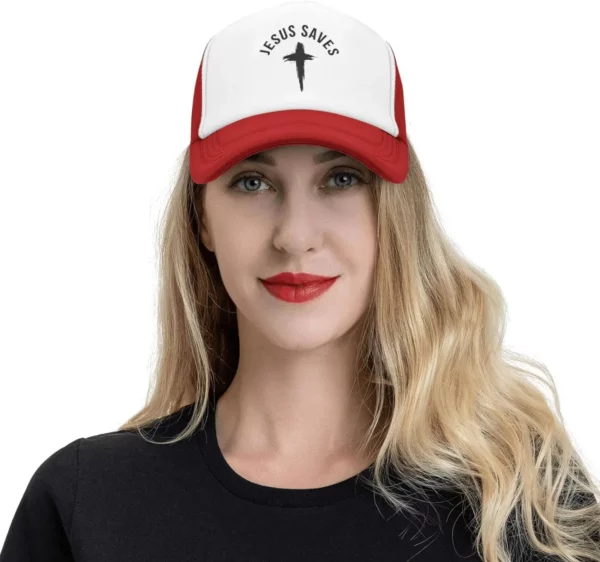Casquette de baseball en maille pour hommes et femmes, chapeau de camionneur, Snapback noir, drôle, Jésus sauve la croix, dieu chrétien, foi, américains – Image 17